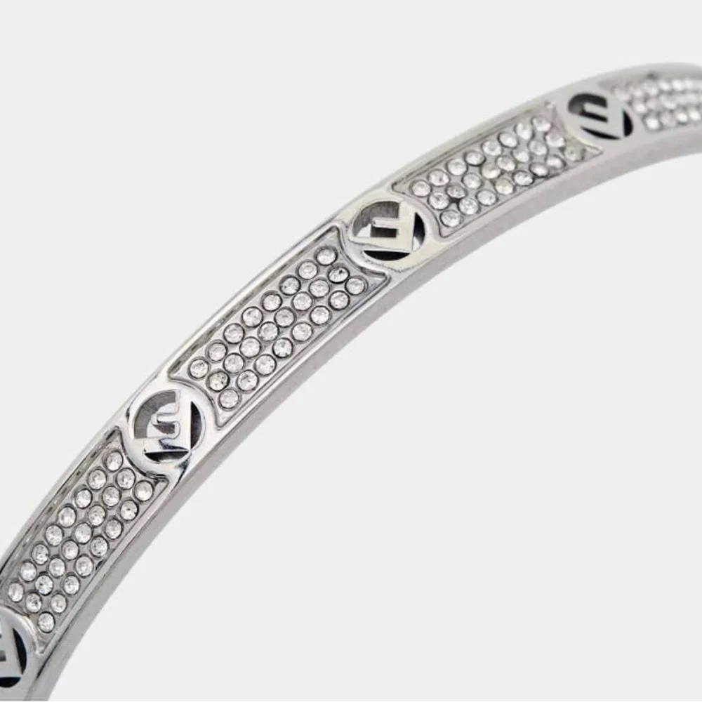 Fendi F is Fendi Bracelet with Silver and Crystal Embellishments New